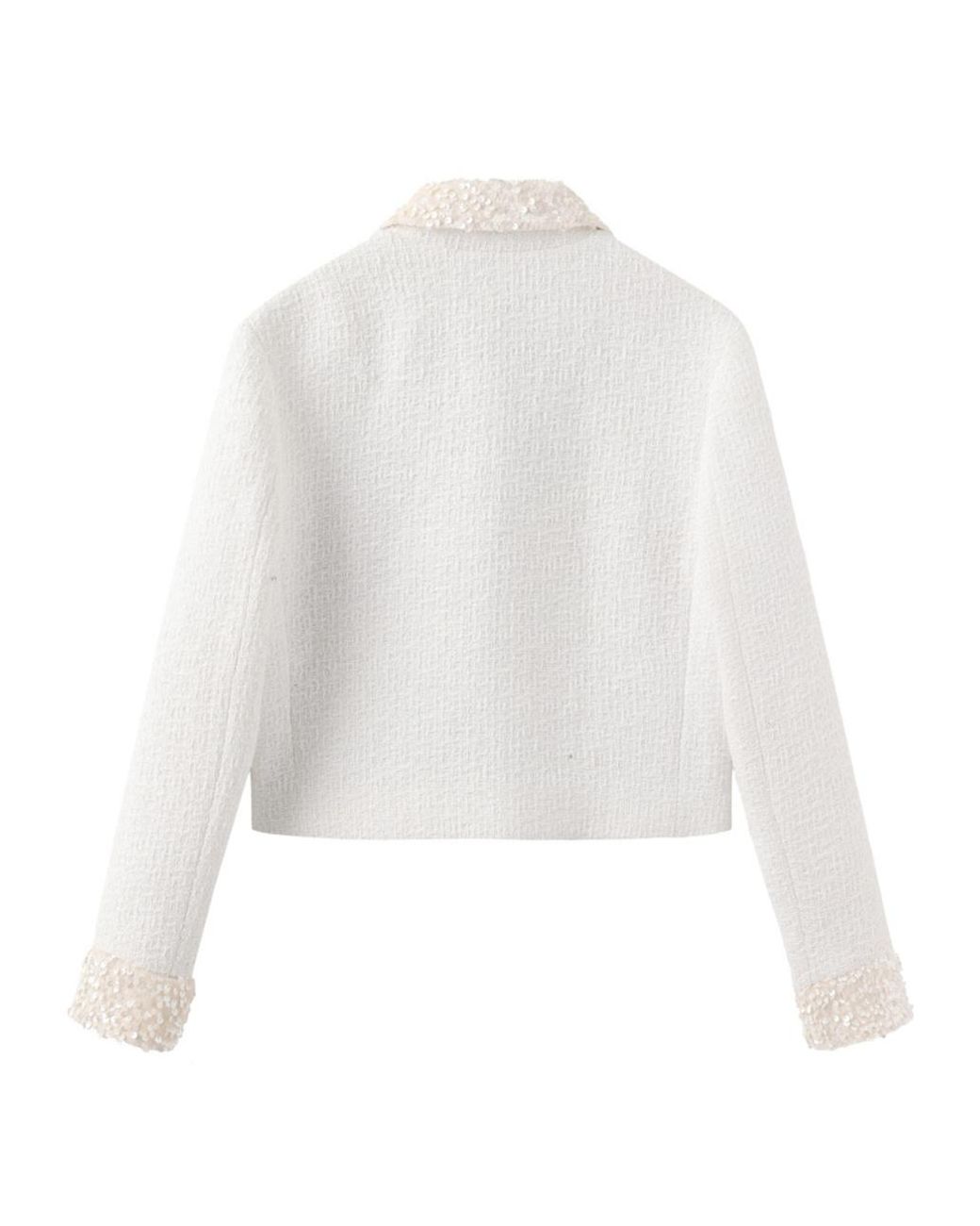 Marissa Chiara White Sequined Long-Sleeved Jacket