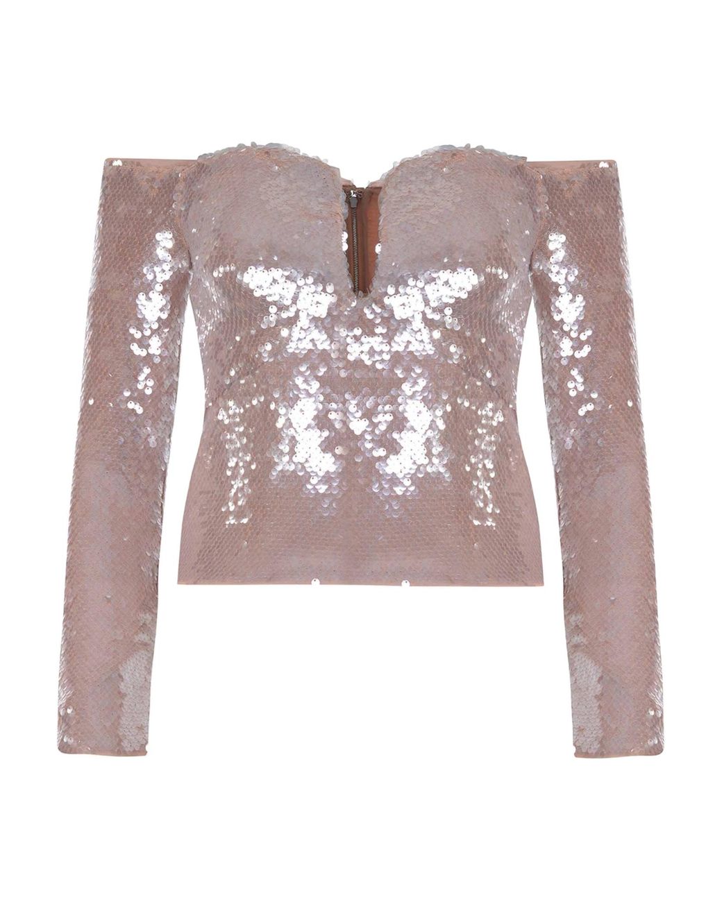 Self-Portrait Pink Sequin Off Shoulder Top