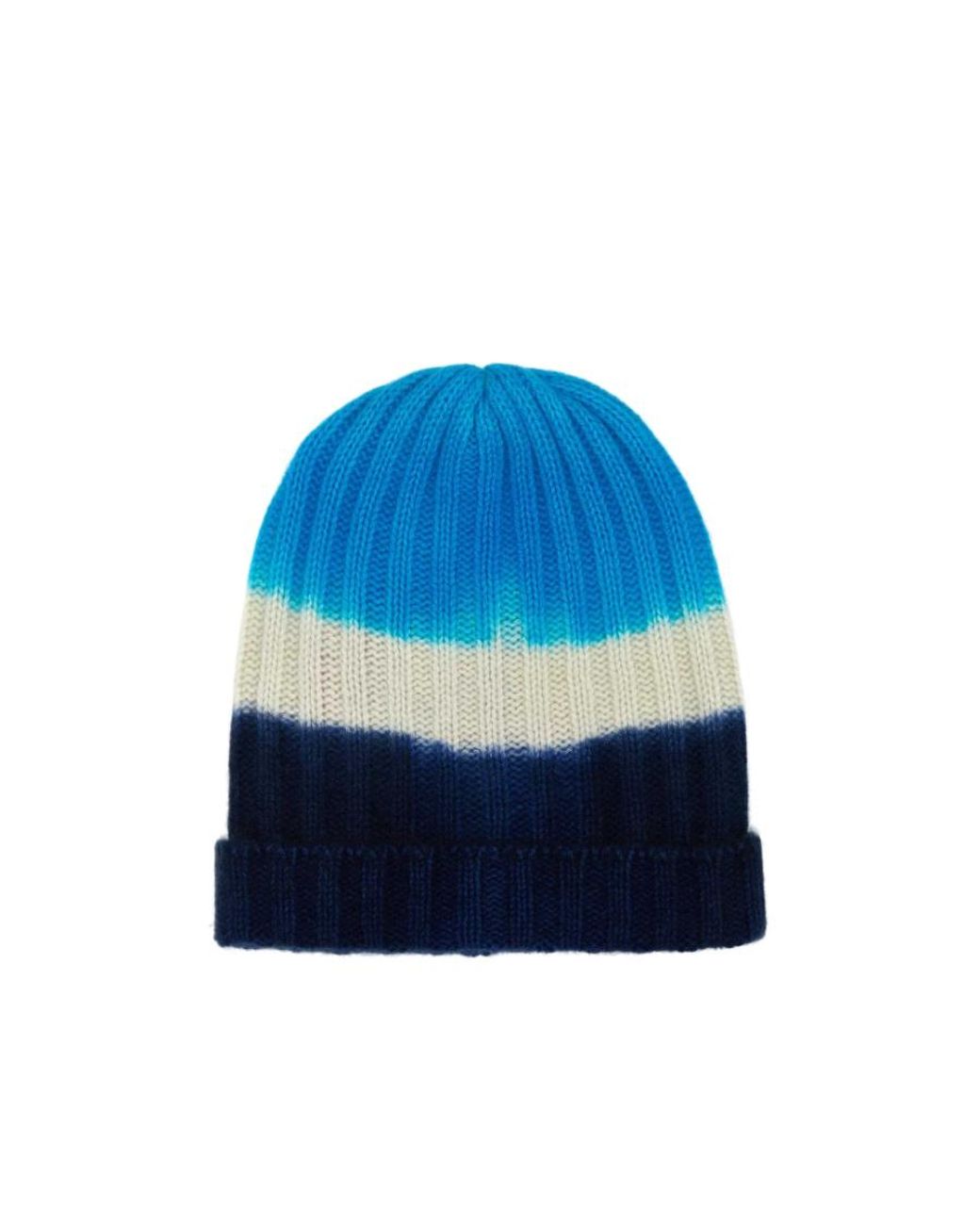 The Elder Statesman Blue Tie-Dyed Chunky Ribbed-Knit Beanie for men