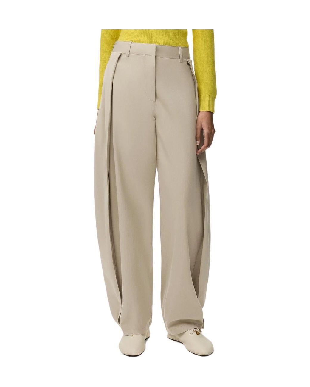 Loewe White Pleated Wide Leg Trousers