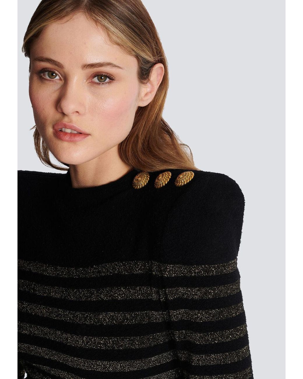 Balmain Black Striped Lurex Jersey Dress