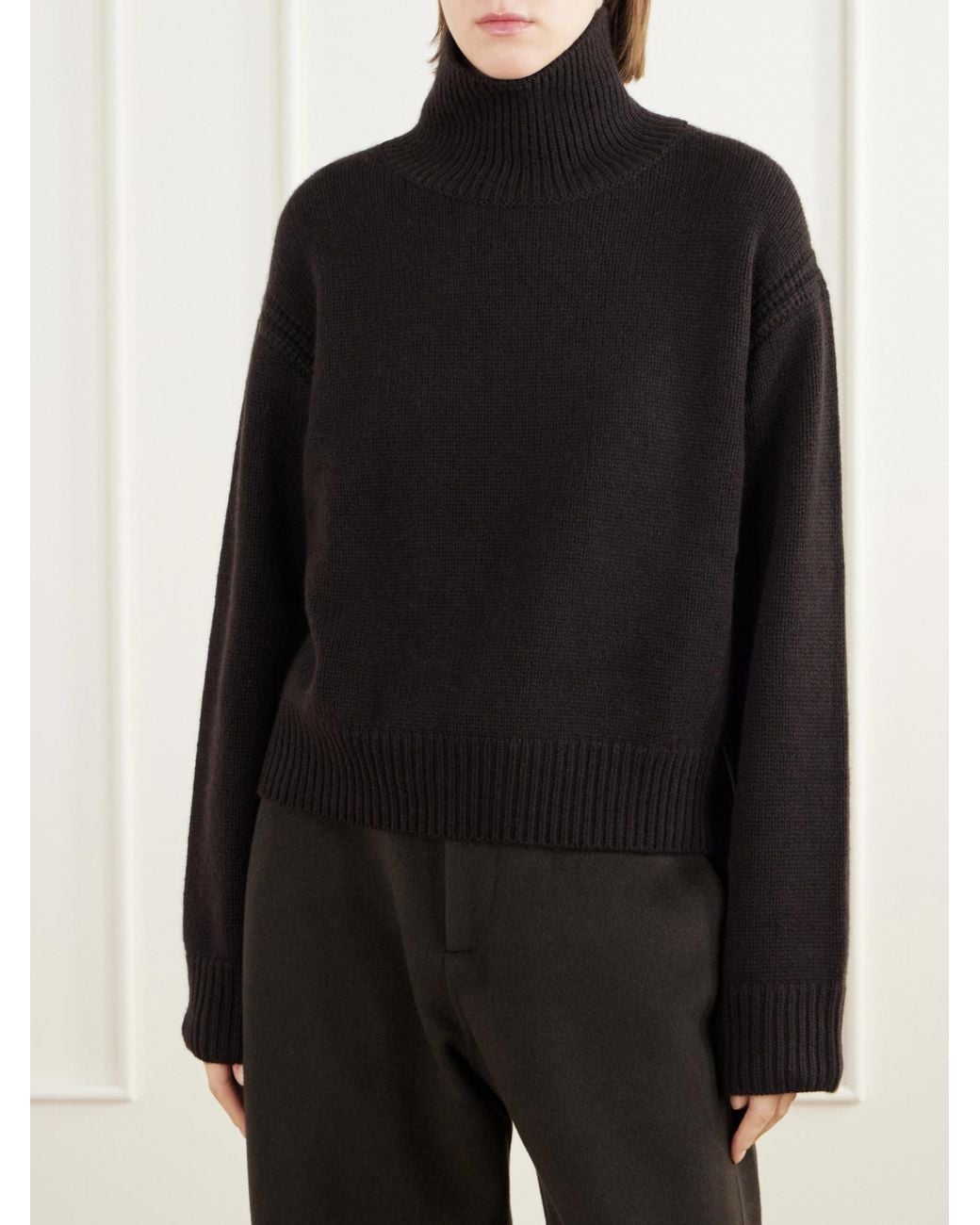 Lisa Yang Black Open-Back Cashmere Turtleneck Sweater