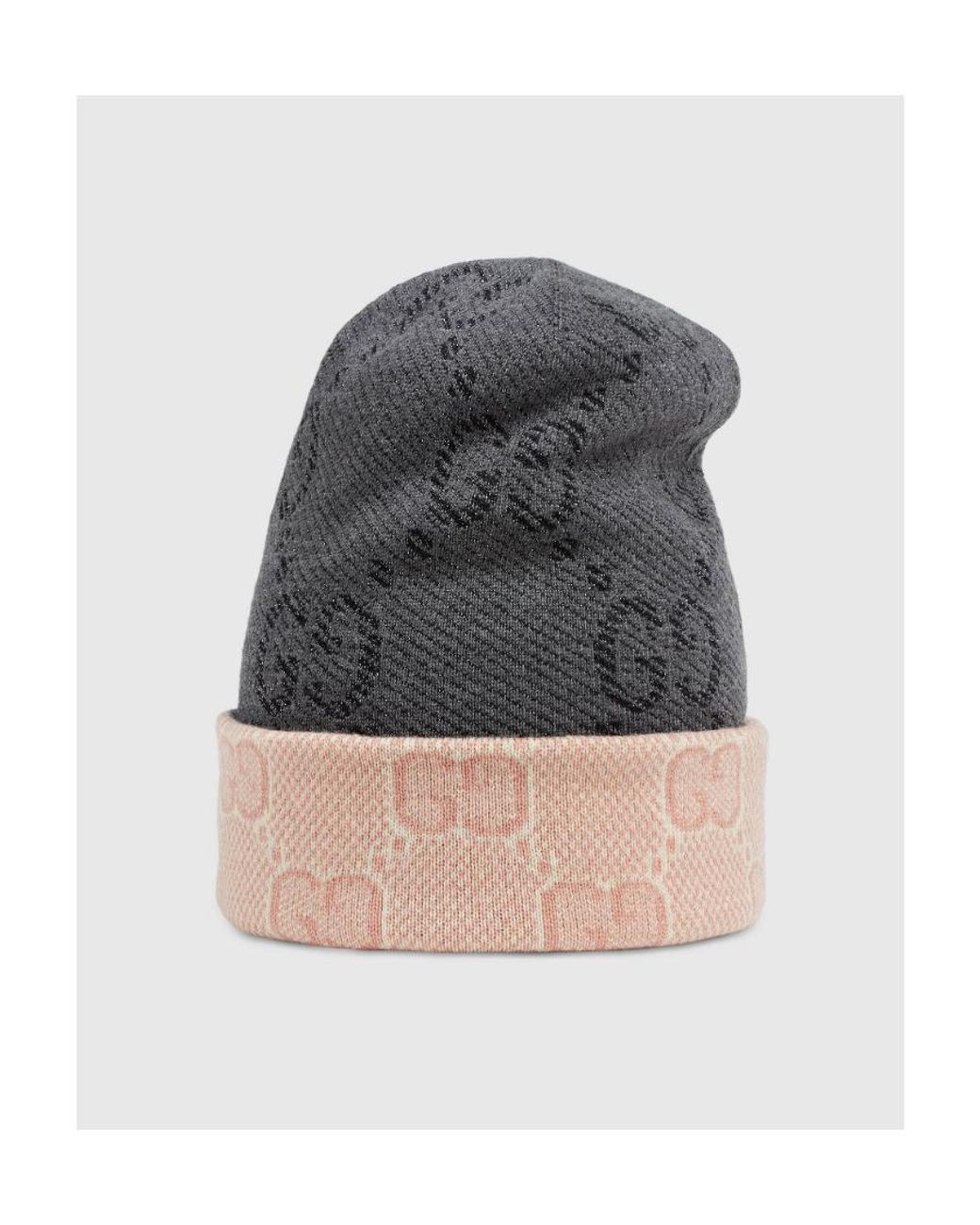 Gucci Gray Reversible Gg Beanie