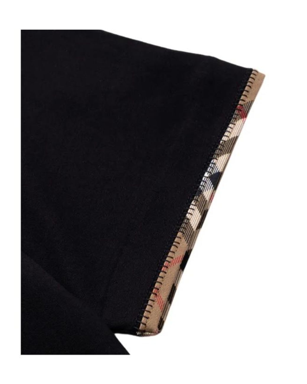 Burberry Black Check Trim Cotton T-Shirt for men