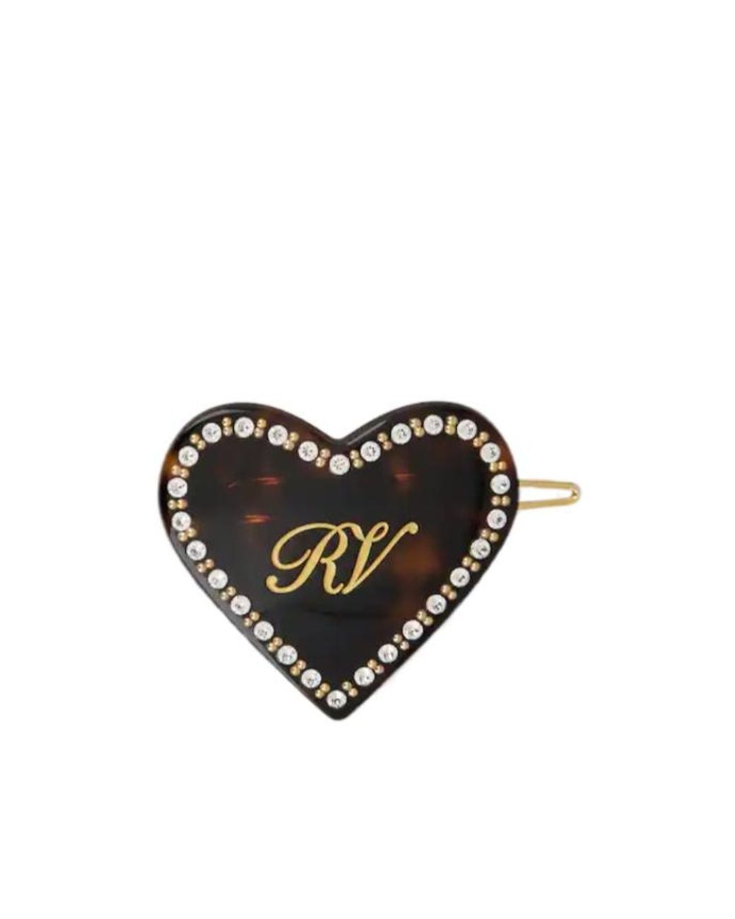 Roger Vivier Black Heart Embellished Hair Clip