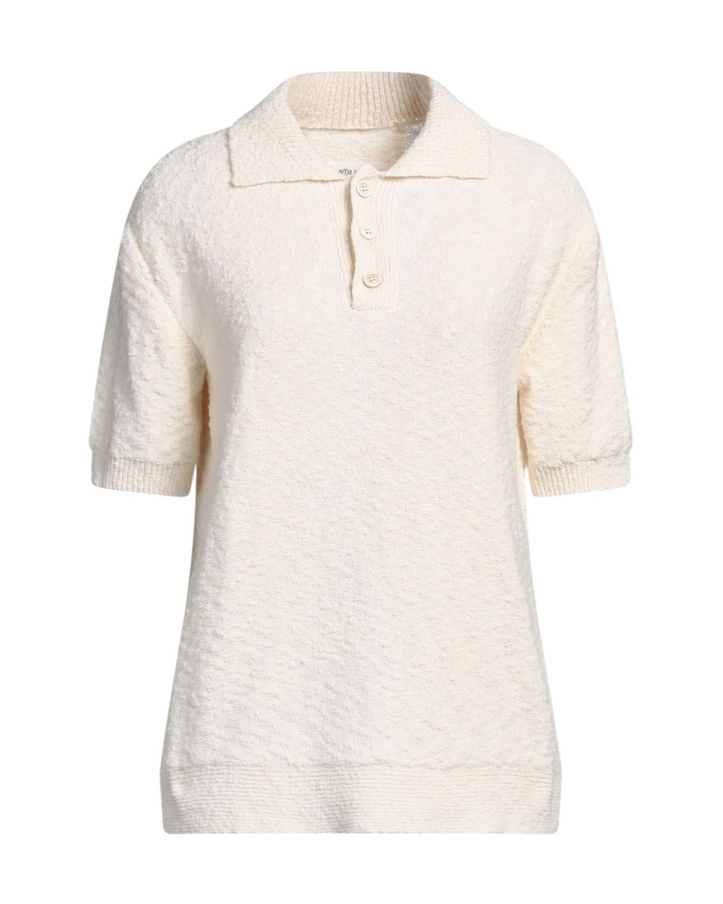Maison Margiela White Knit Short-Sleeve Polo Shirt