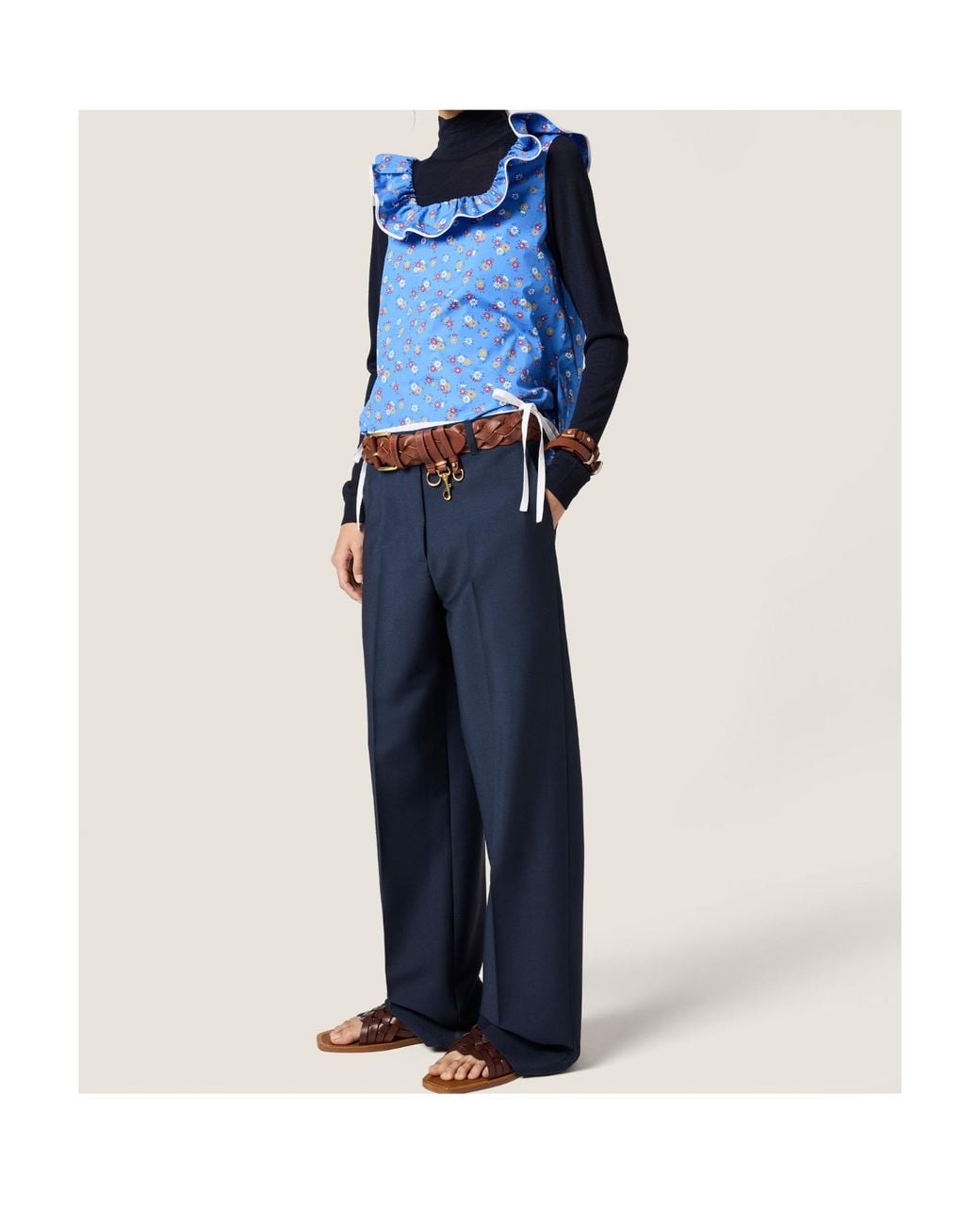 Miu Miu Blue Tailored Straight-Leg Pants