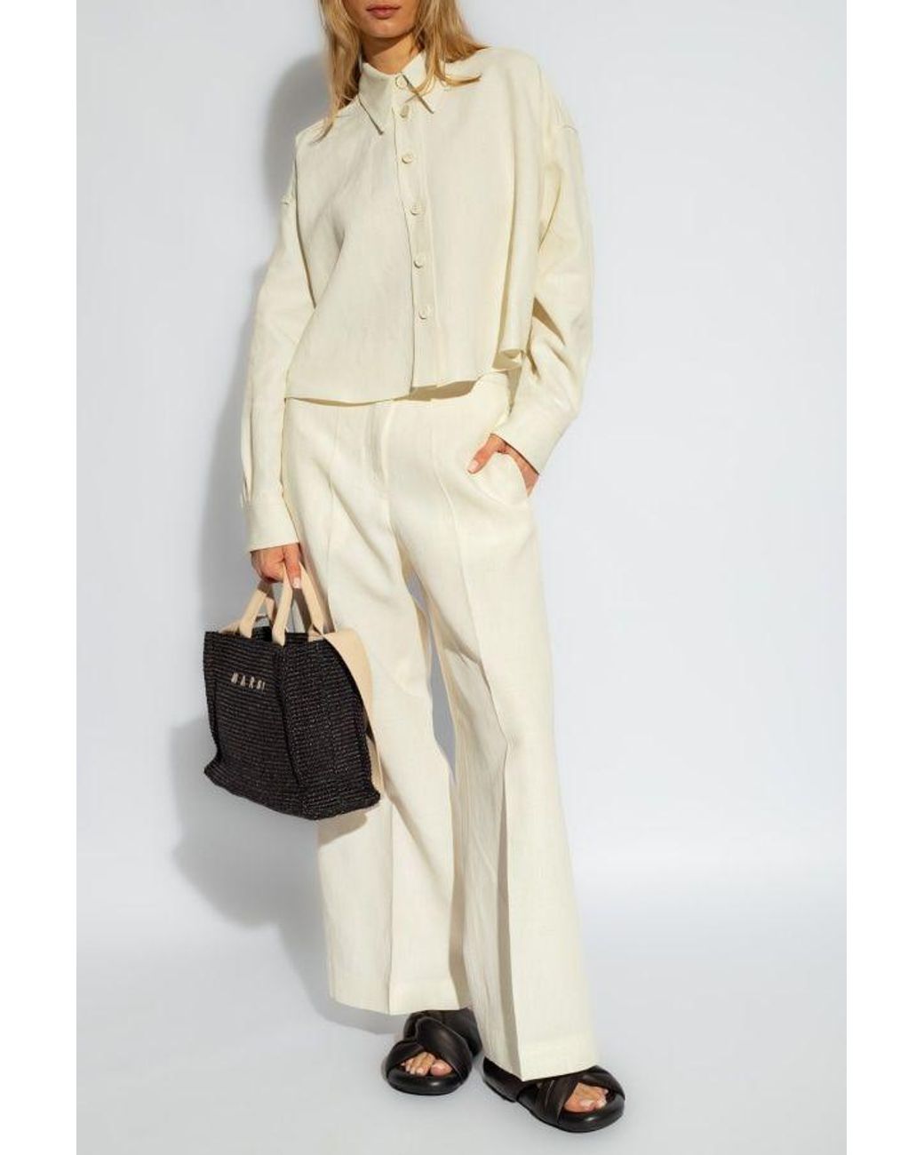 Fabiana Filippi Natural Drop-Shoulder Buttoned Shirt