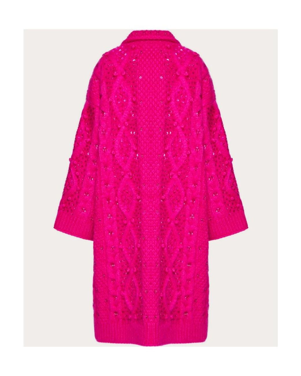 Valentino Pink Embroidered Mohair Wool Coat