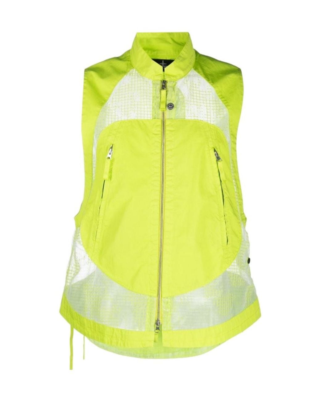 Stone Island Yellow Shadow Project Mesh Panelled Zipped Vest for men