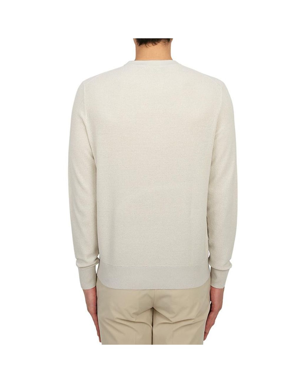 Theory White Crew-Neck Ribbed-Knit Jumper for men