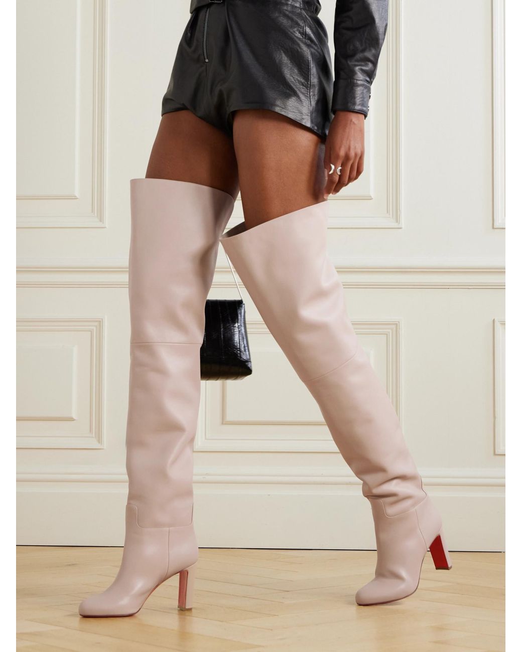 Christian Louboutin White Leather Over-The-Knee Boots