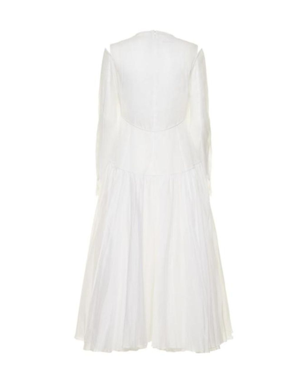 Jil Sander White Cotton Organza Midi Dress