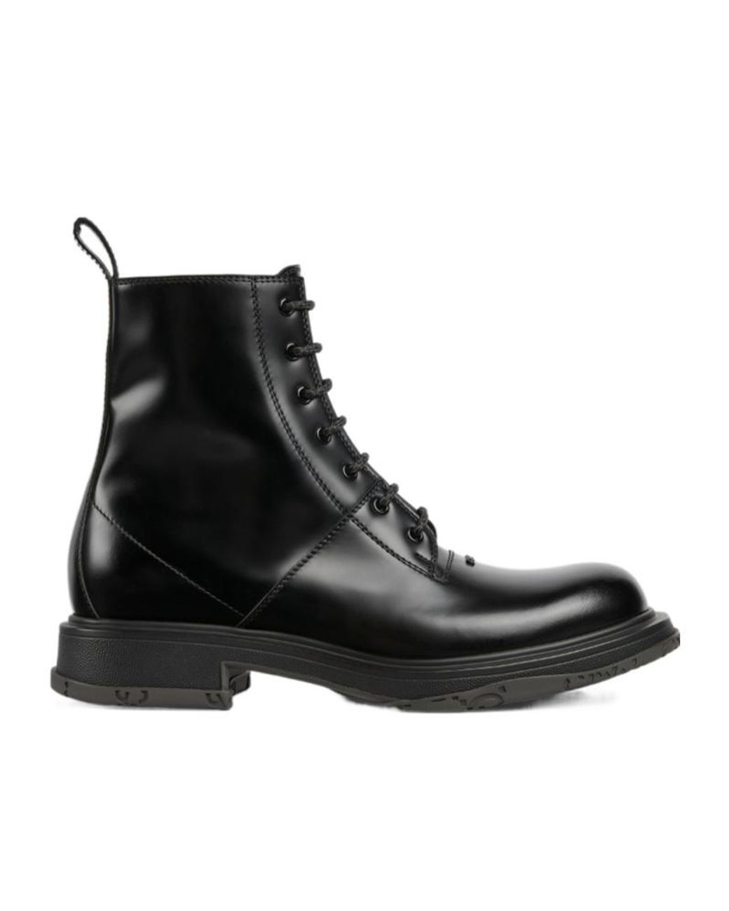 Gucci Black Tonal Logo Lace-Up Boots for men