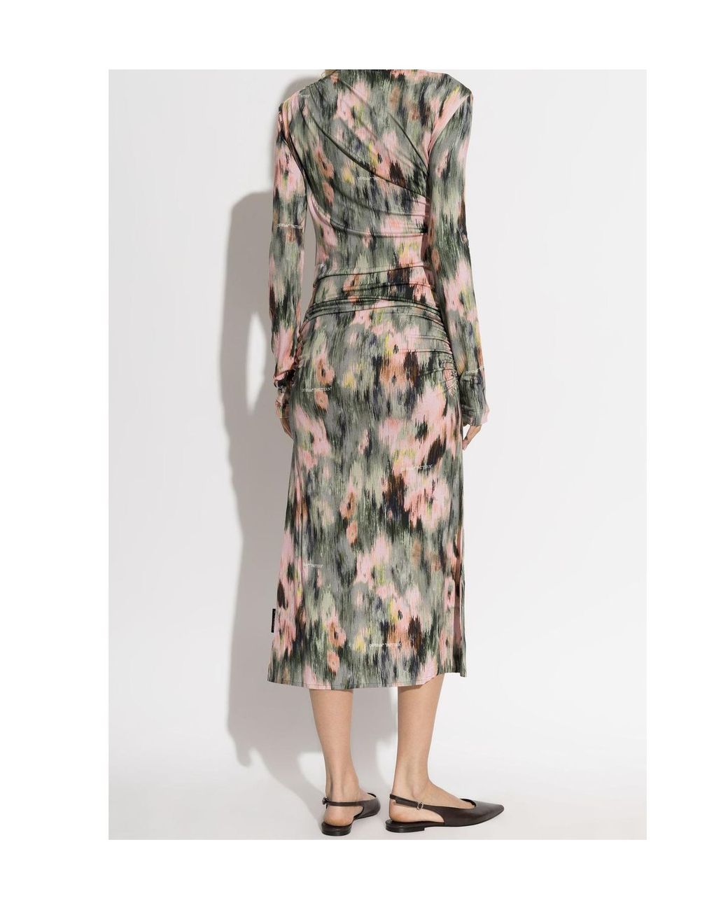 Off-White c/o Virgil Abloh Multicolor All-Over Floral Printed Long-Sleeved Dress