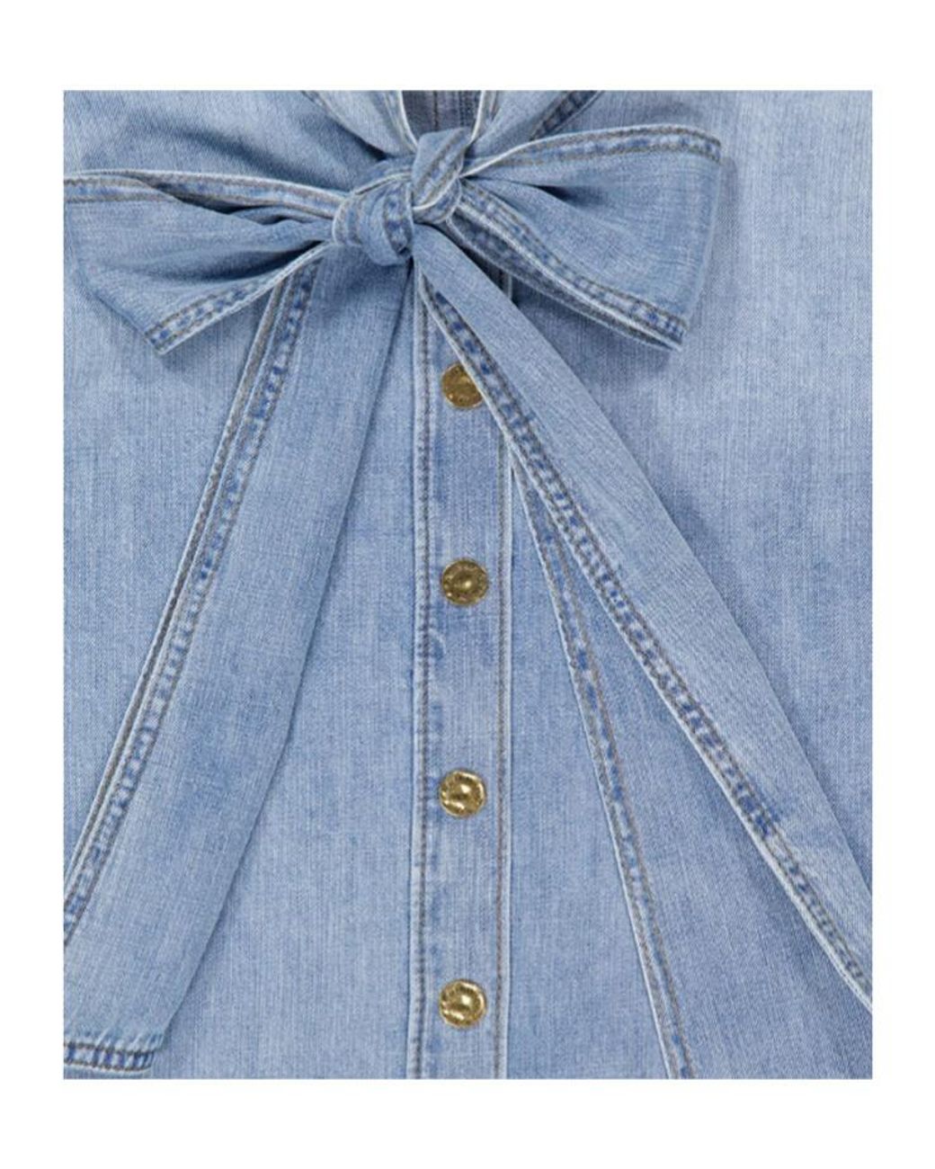 Zimmermann Blue Bow-Neck Denim Top