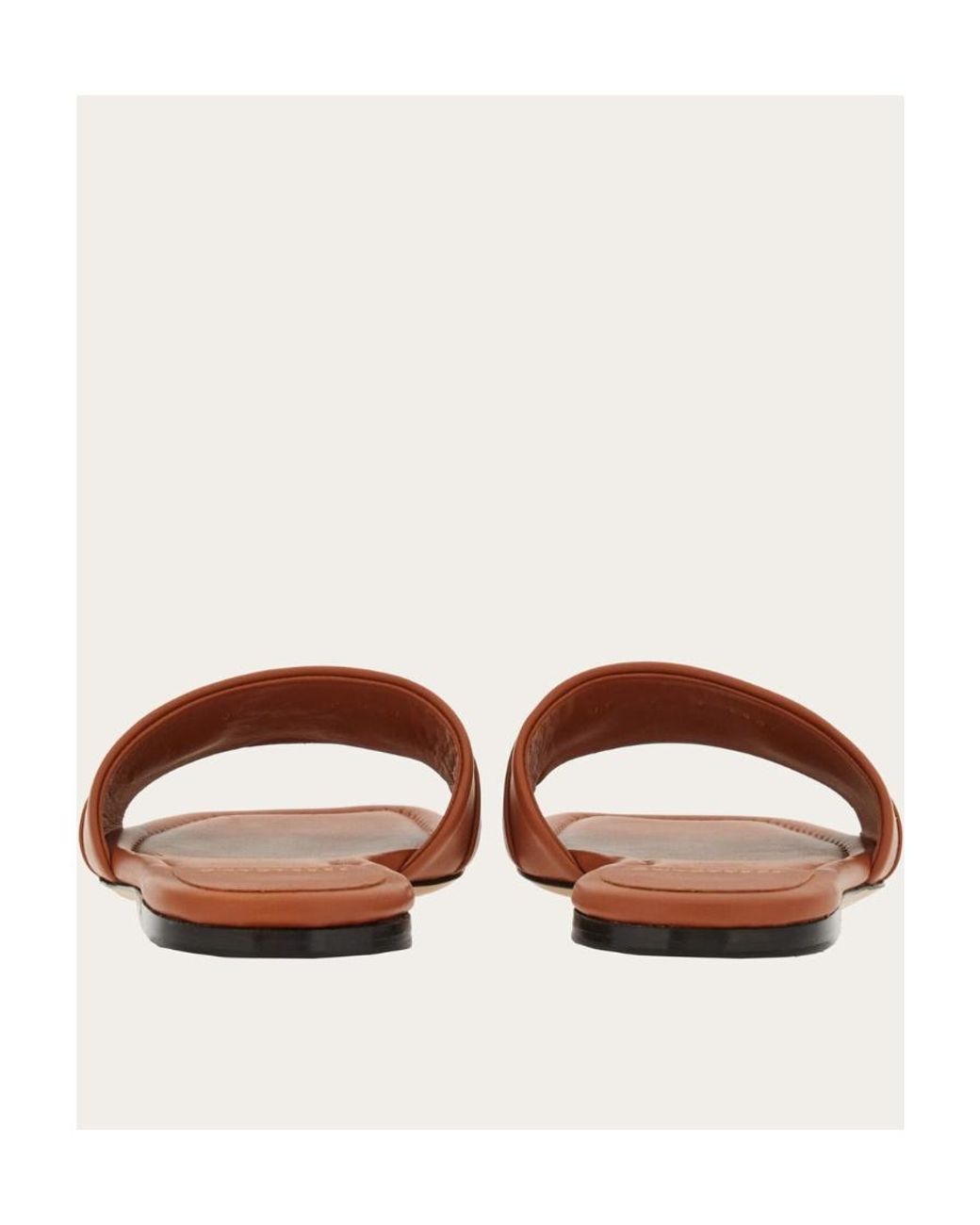 Ferragamo Brown Ferragamo Gancini-Buckle Open-Toe Slides