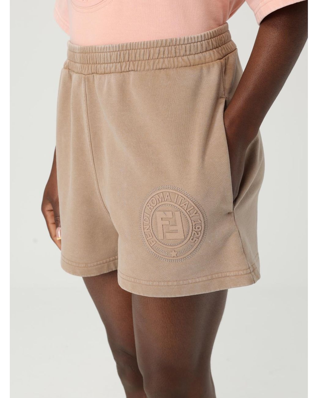 Fendi Natural Logo Detailed Sweat Shorts