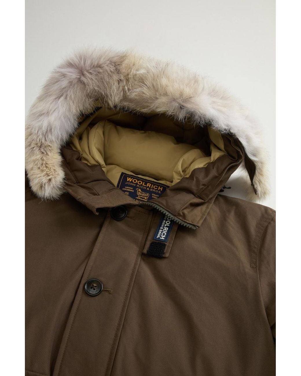 Woolrich Brown Polar Hooded Bomber Jacket for men