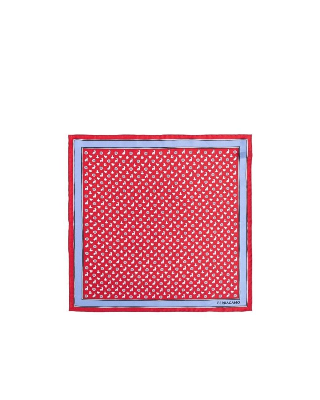 Ferragamo Red Ferragamo Paisley Print Pocket Square for men