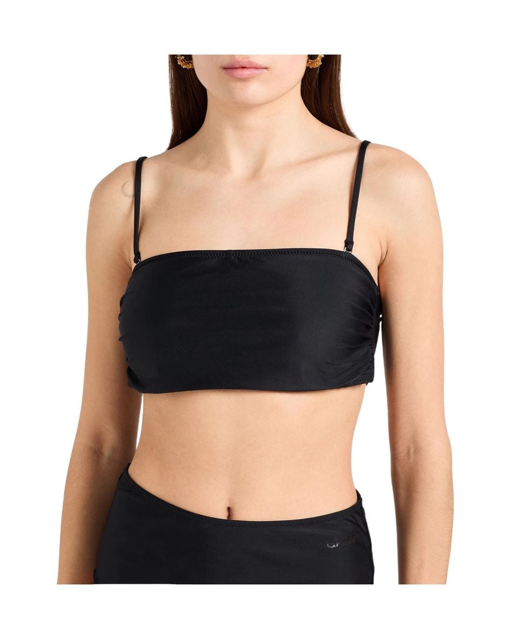 Ganni Black Minimalist Strapless Bikini