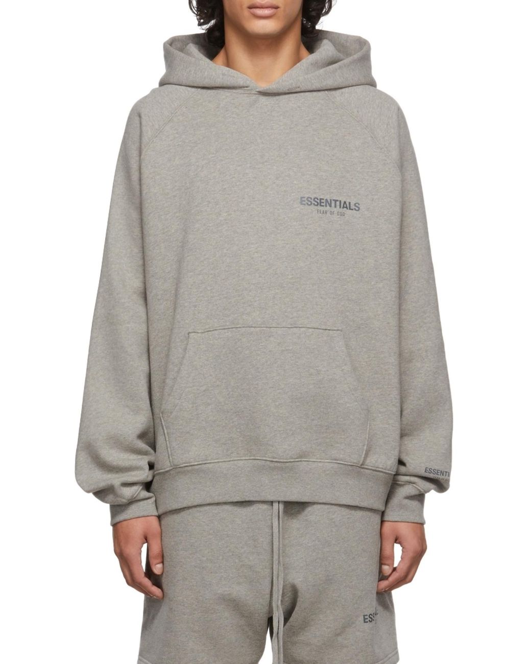 Fear Of God Logo Hood Sweater in Gray for Men | Lyst