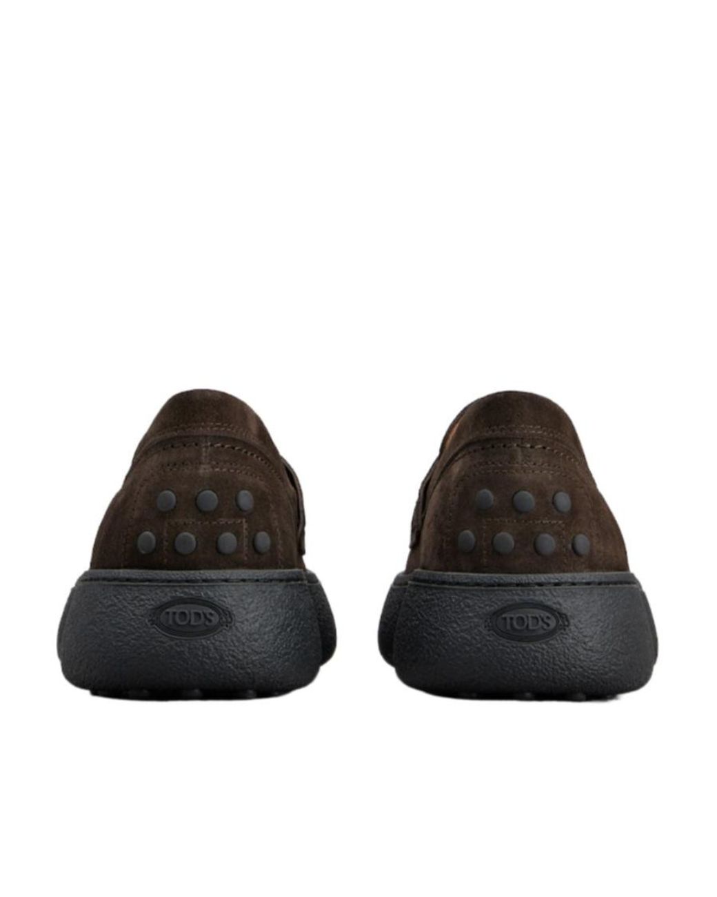 Tod's Brown Logo-Stamped Suede Penny Loafers for men