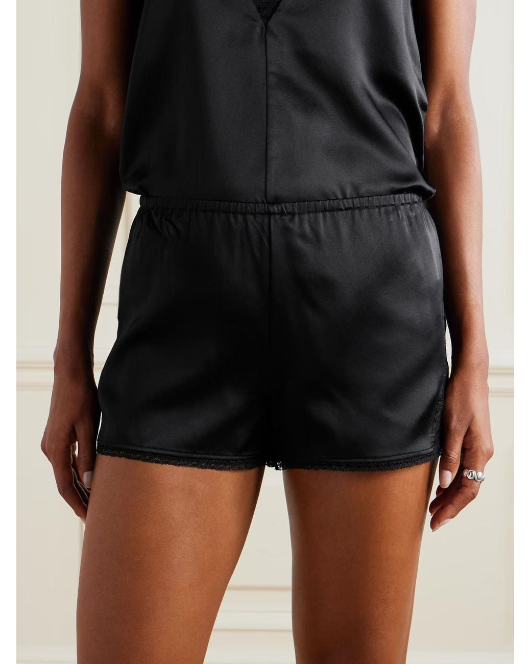 Eres Black Dévoilée Lace-Trim Silk Shorts