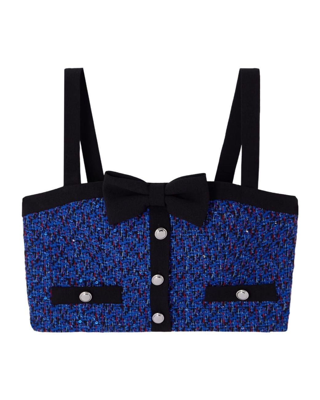 Alessandra Rich Blue Short Tweed Top