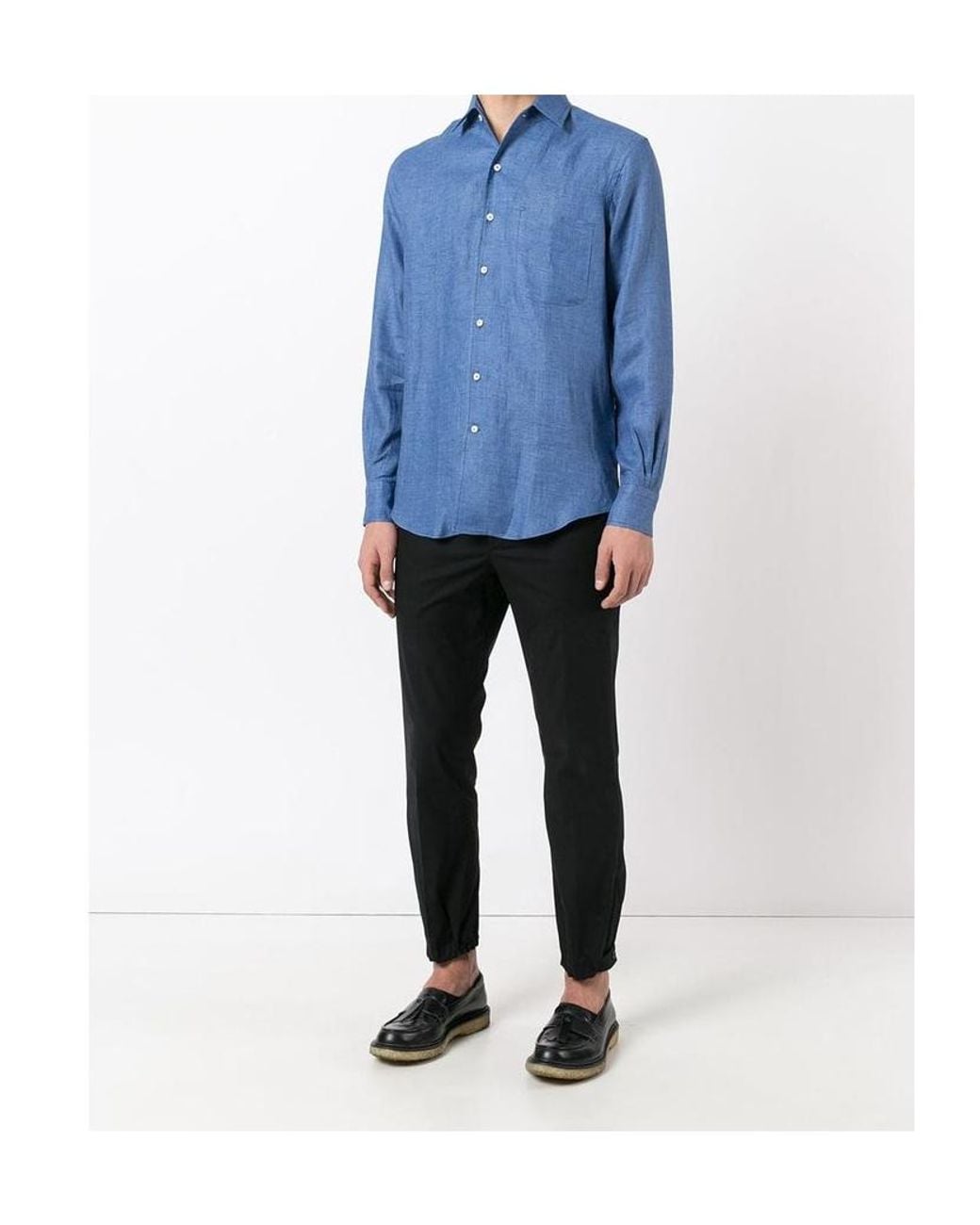 Loro Piana Blue André Buttoned Shirt for men