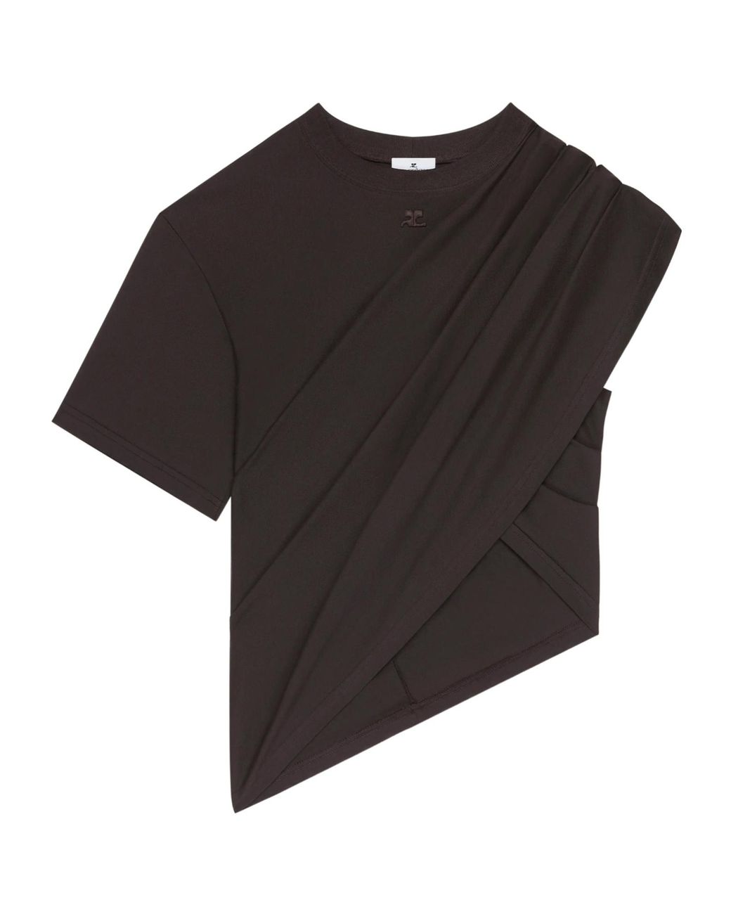 Courreges Black Asymmetrical Twist T-Shirt