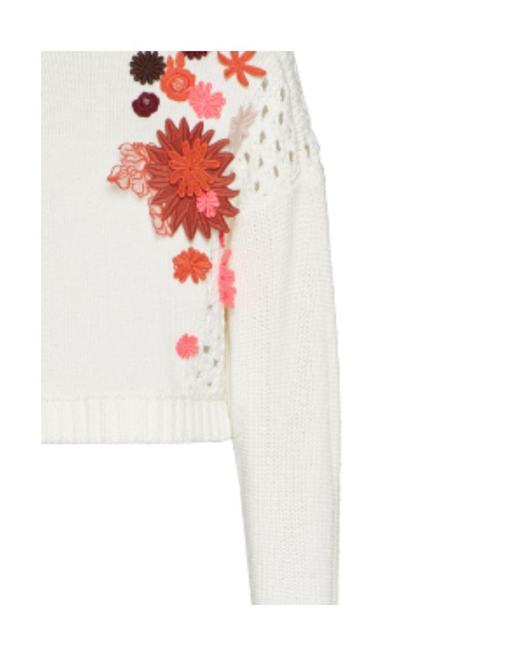 Valentino White Embroidered-Floral Jumper