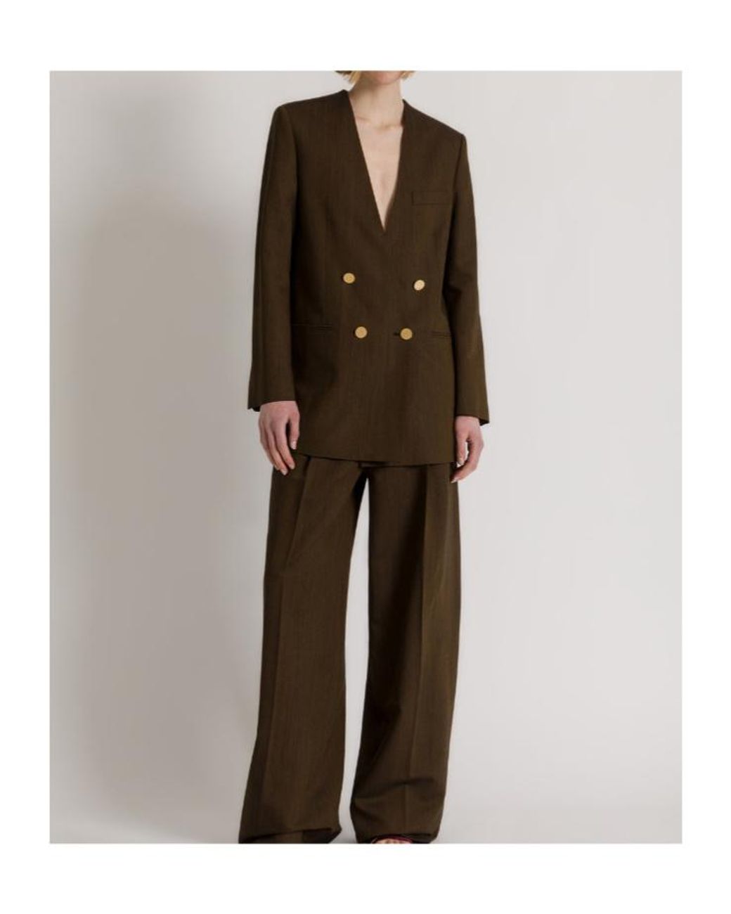 Alberta Ferretti Brown Chest-Pocket Double-Breasted Blazer