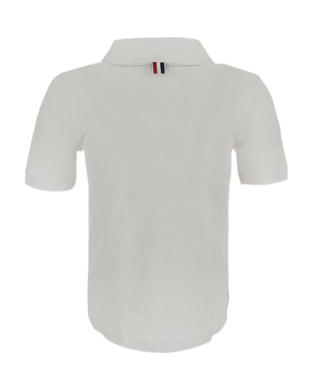 Thom Browne White Rwb Stripe Detailed Polo Shirt