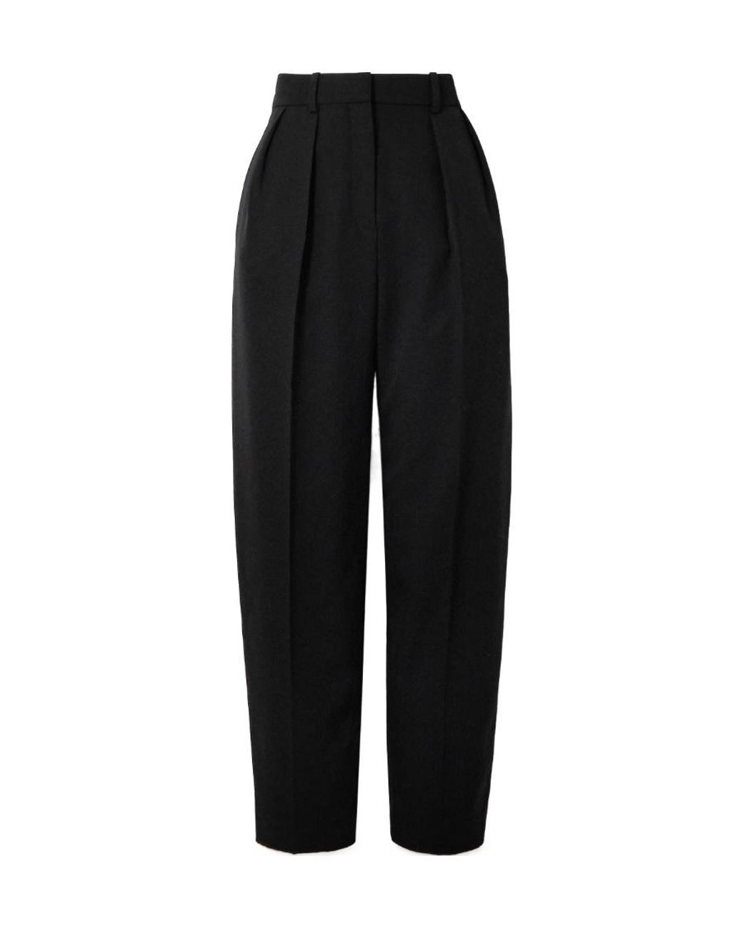 The Row Black Corby Pleated Wool Tailored Trousers