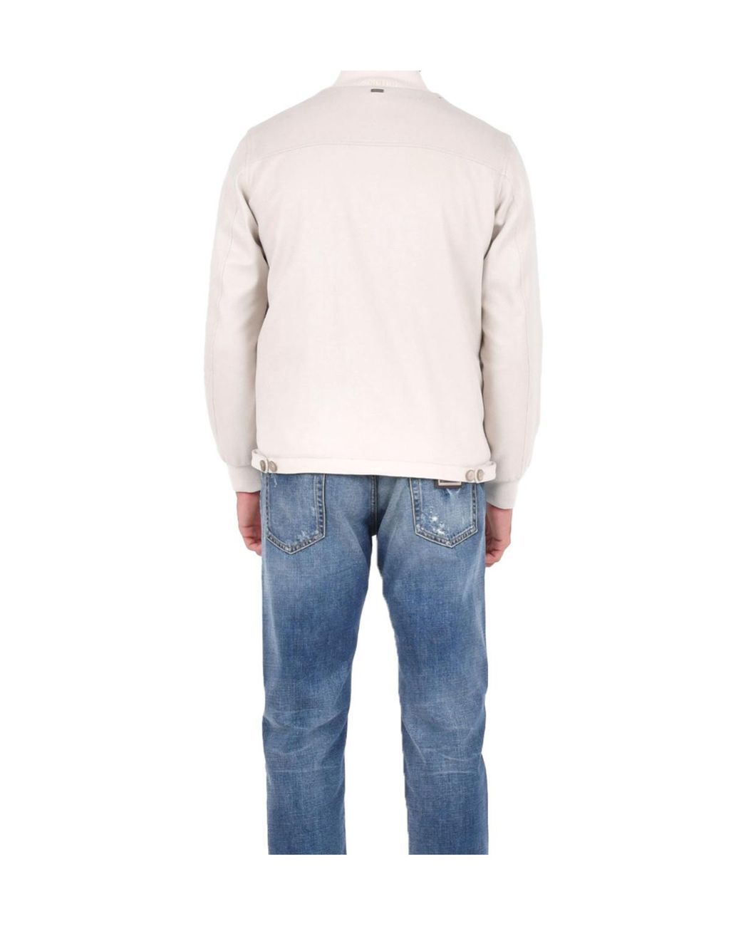 Herno Blue High Neck Buttoned Coat for men