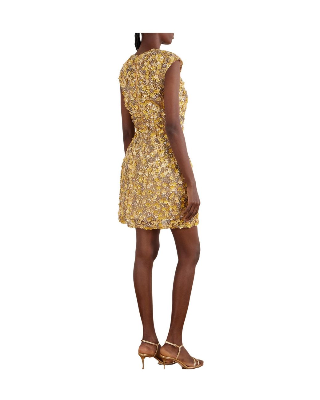 Oscar de la Renta Metallic Embellished Tulle Mini Dress