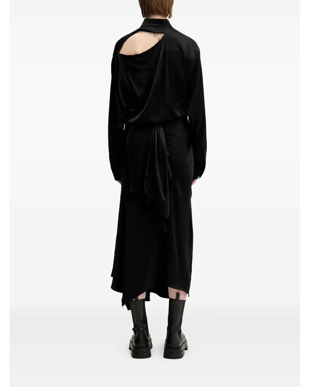 OTTOLINGER Black Ruffled Satin Dress