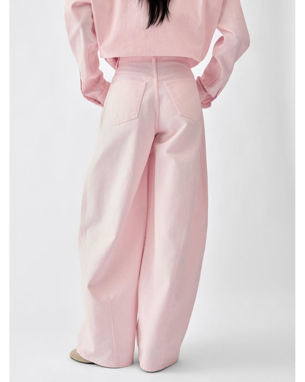 Jacquemus Pink Ovalo Wide-Leg Jeans