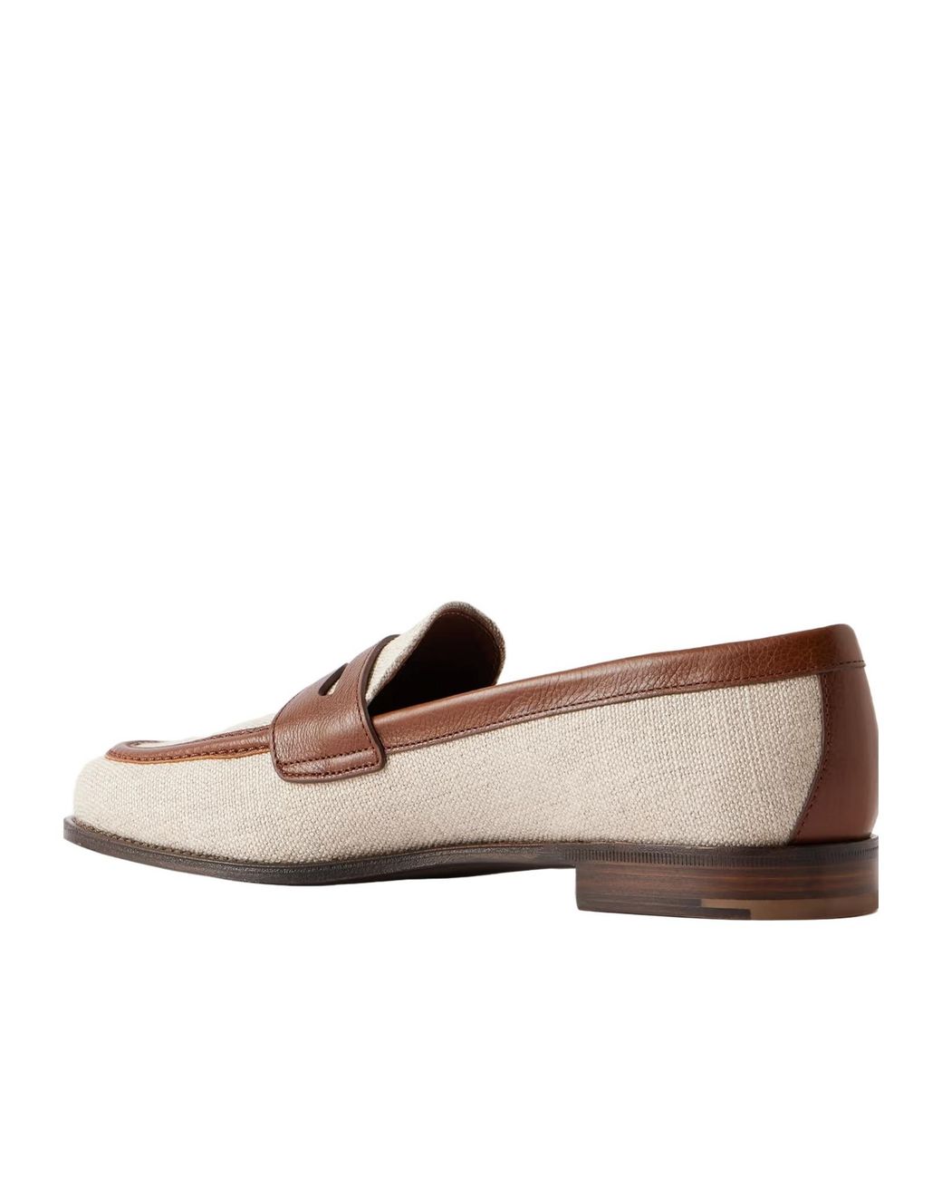 Church's Brown Leather-Trimmed Canvas Penny Loafers