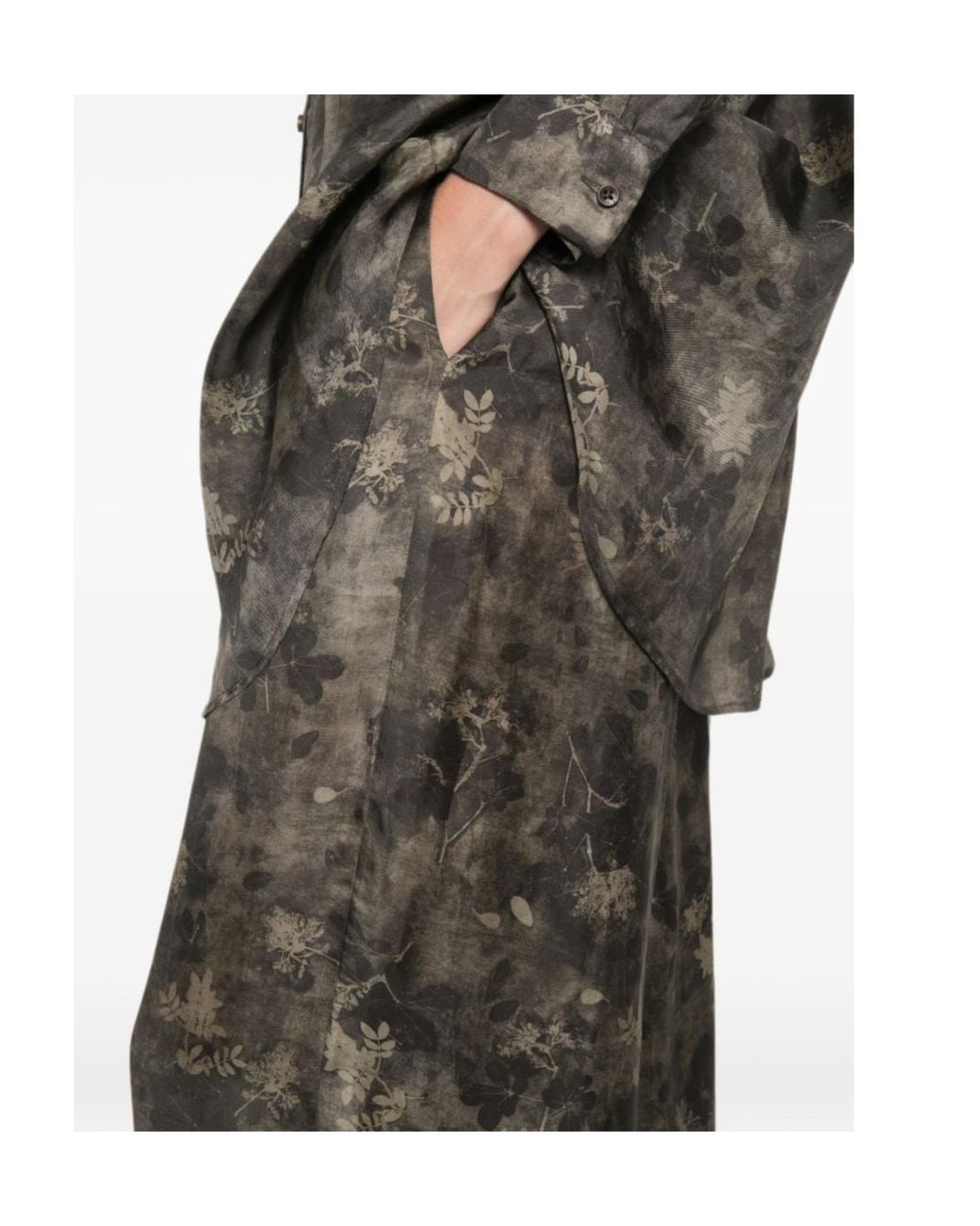 Uma Wang Brown Pansy Printed Trousers