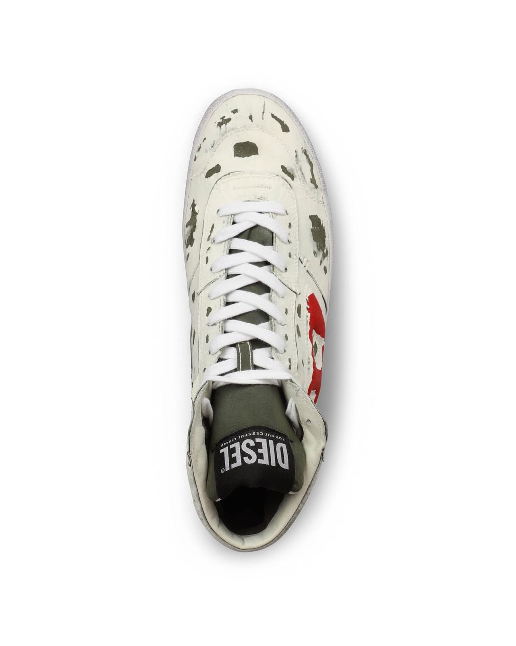 DIESEL White Vintage-Style High-Top Casual Sneakers