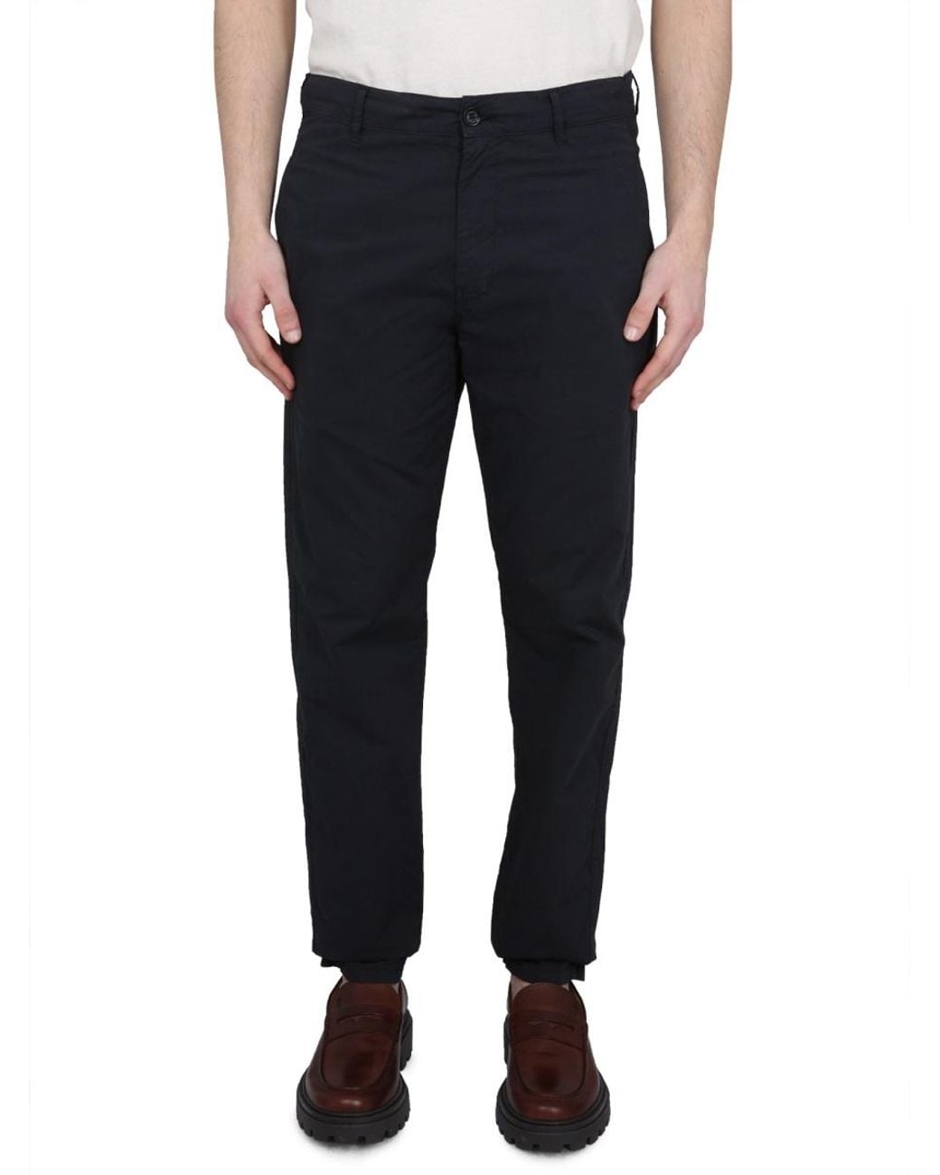 Aspesi Black Straight-Leg Drawstring Chino Trousers for men