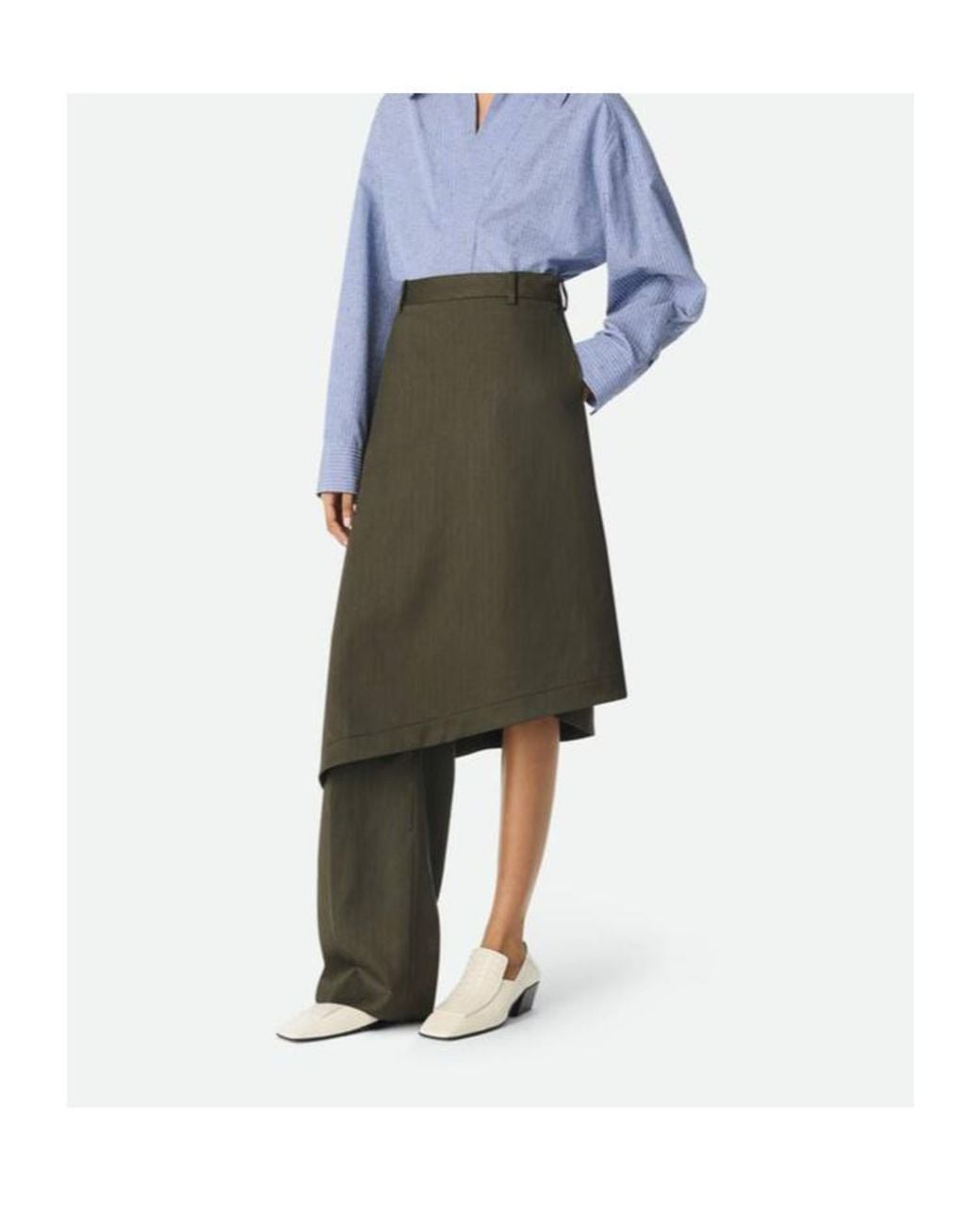 Bottega Veneta Blue Stripe Draped Subtle Skirt