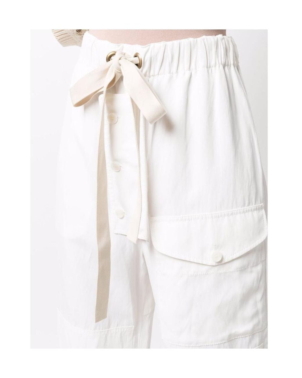 Stella McCartney White Flap Pockets Straight-Leg Trousers
