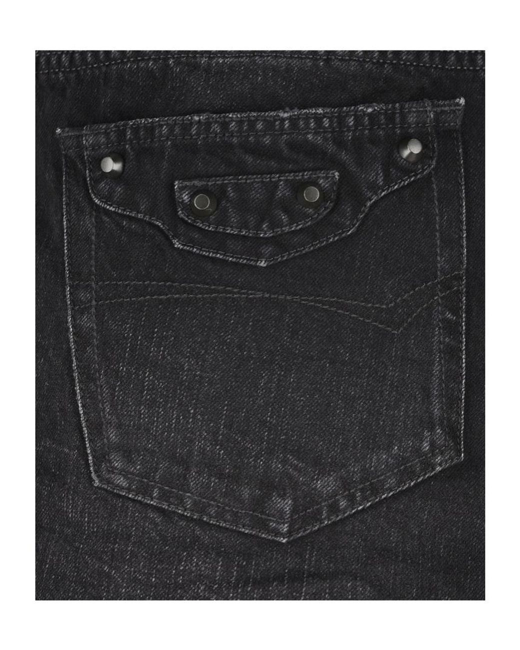 Balenciaga Black Frayed Edge Denim Mini Skirt