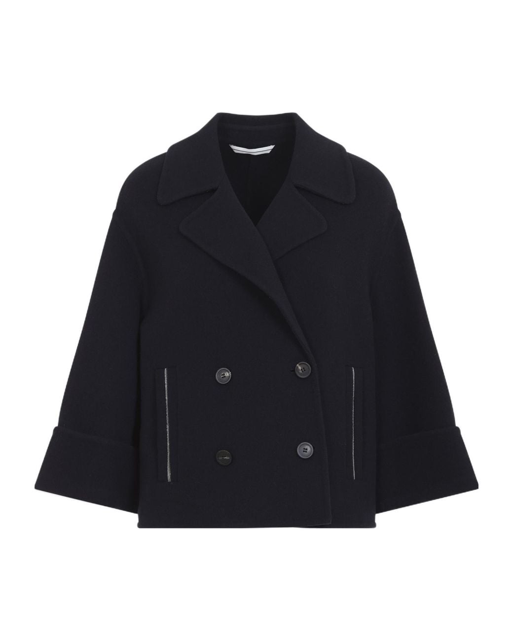 Peserico Blue Cropped Double-Breasted Coat