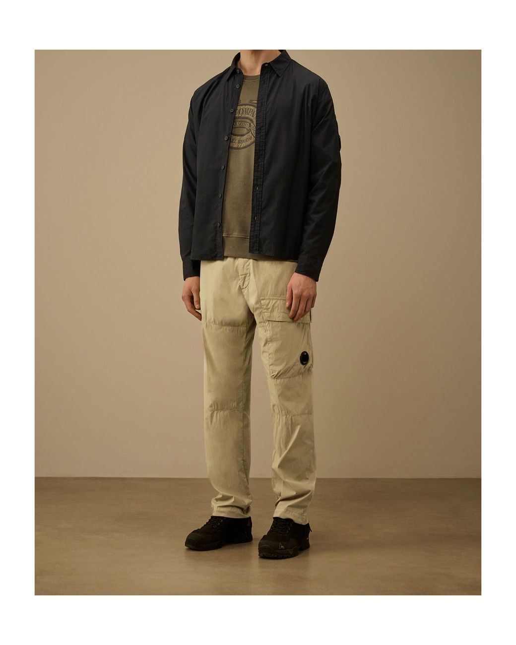 C P Company Natural Tapered Cargo Trousers for men