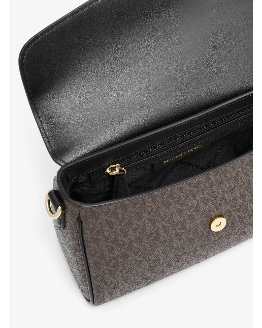 Michael Kors Black Fleur Monogrammed Shoulder Bag