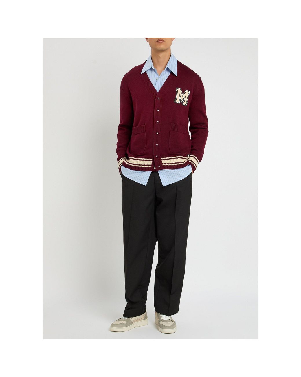 Moncler Red Virgin Wool Logo Cardigan for men